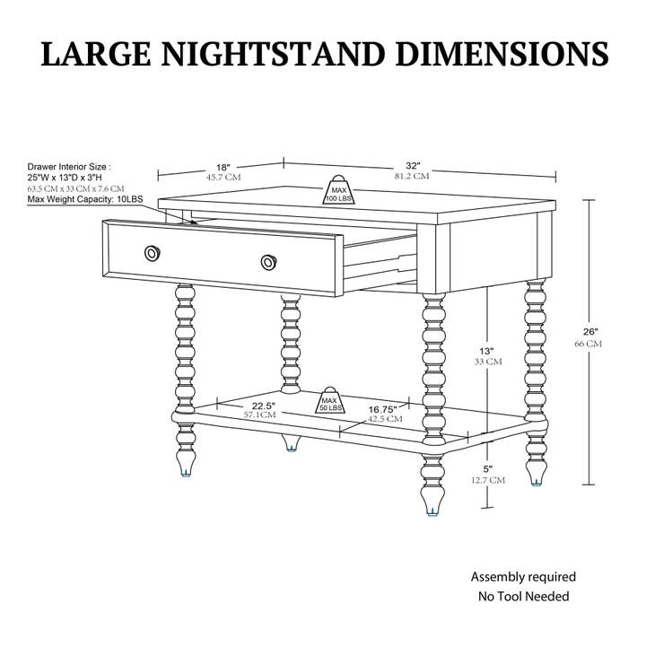 Olliix - Wholesale Side Table - 26"H Large Turned Wood Spindle Nightstand, Antique Cream15