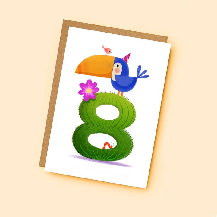 Jade Fisher - Vendita all'ingrosso Biglietti di auguri - Cute Toucan - Biglietto di compleanno per bambini - 8 anni1