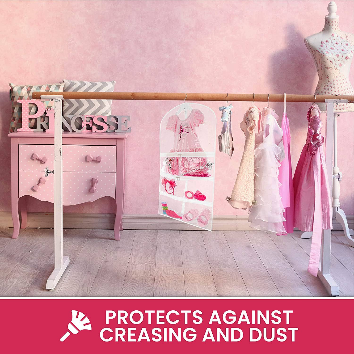 Bagsko - Wholesale Costume - Kids - Clear Dance Costume Garment Bag 22 inch x 40 inch x 4 Inch  With 5 Pockets5