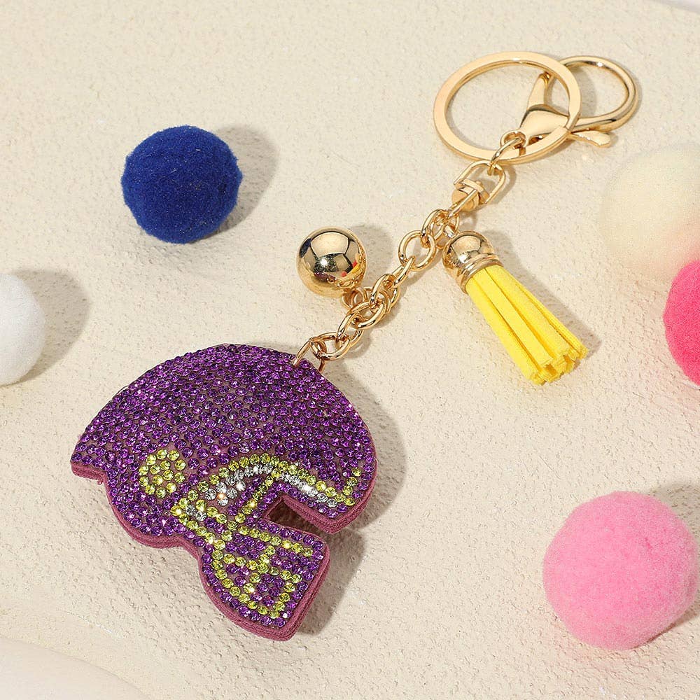 Sensibling Corp. - Wholesale Keychain - Women's - Bling Studded Football Helmet Keychain / Bag Charm6