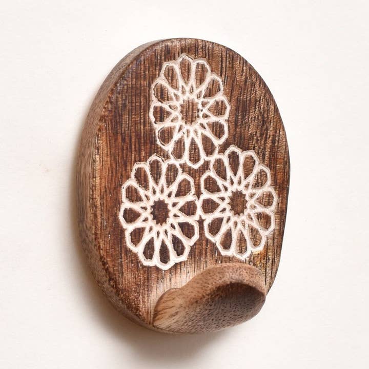 48 Piece Decorative Wood Adhesive No nail Wall Hooks for wholesale by Daana Paani LLC