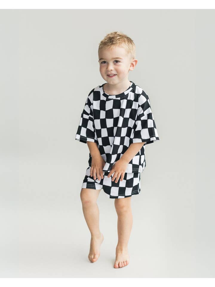 Lucky Panda Kids - Wholesale Top & Short Set - Kids - Shorts Set | Wavy Checkered