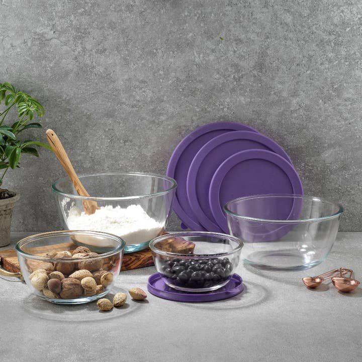 JoyJolt - Vendita all'ingrosso Ciotola da miscelazione - 4 ciotole per mescolare in vetro con coperchio, ciotole a nido22