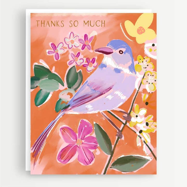 Rebecca Illustrated - Wholesale Thank You Card - THANKS SO MUCH BIRD - Note Card