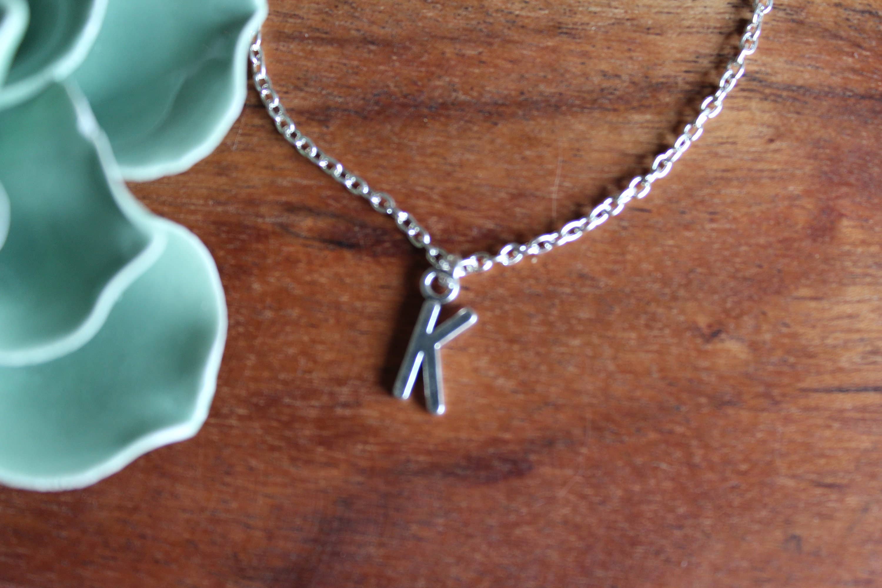 Style by Kenz - Wholesale Pendant/Charm Necklace - Silver Initial Necklace, Silver Letter Necklace2