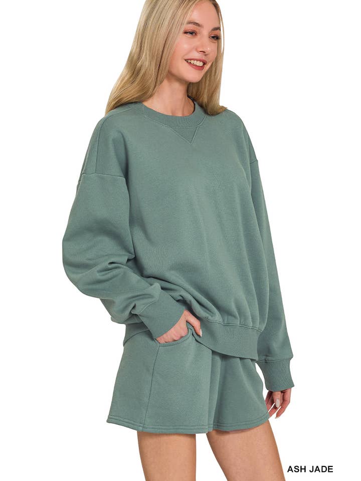 42POPS – wholesale Lounge set – Women's – .0806 Fleece Long Sleeve Sweatshirts & Shorts Set SI-284201