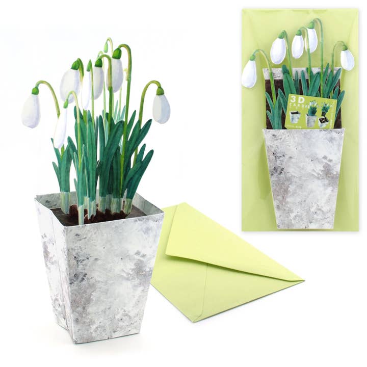 3D greeting card snowdrops for wholesale by Gollnow Paper Creations