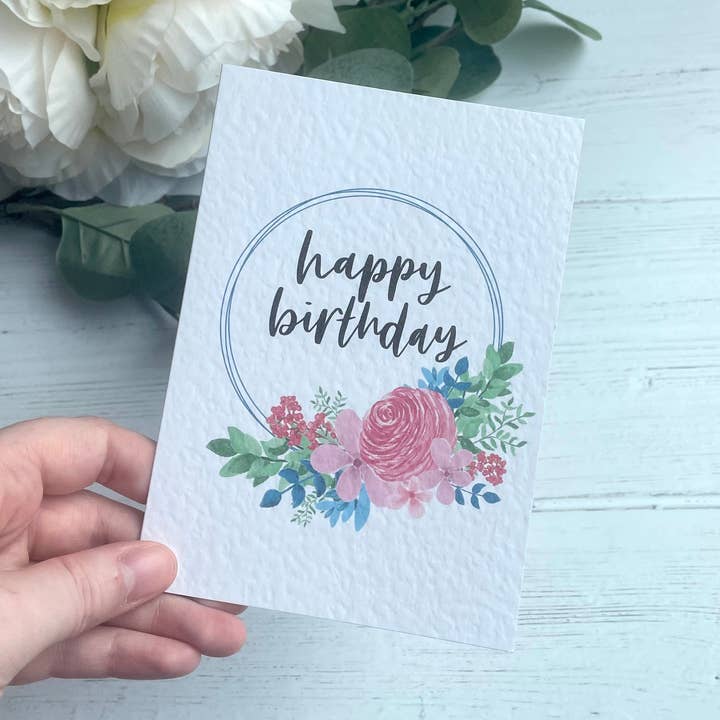 Carte de vœux en forme de cercle floral - Vœux assortis pour la vente par Messy Faith