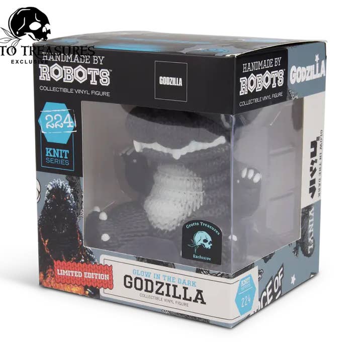 Grotto Treasures Exclusive - Handmade by Robots Godzilla Blue Glow in the Dark Limited Edition Vinyl Figure for wholesale by Grotto Treasures