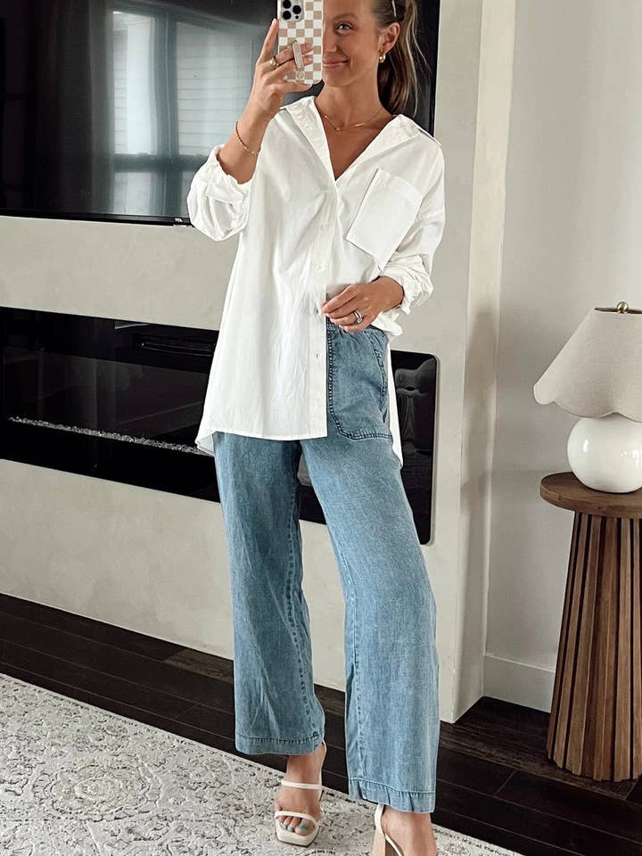Myosotis Pantalon en jean Myosotis Mineral Wash avec cordon de serrage et taille ample en vente sur Faire