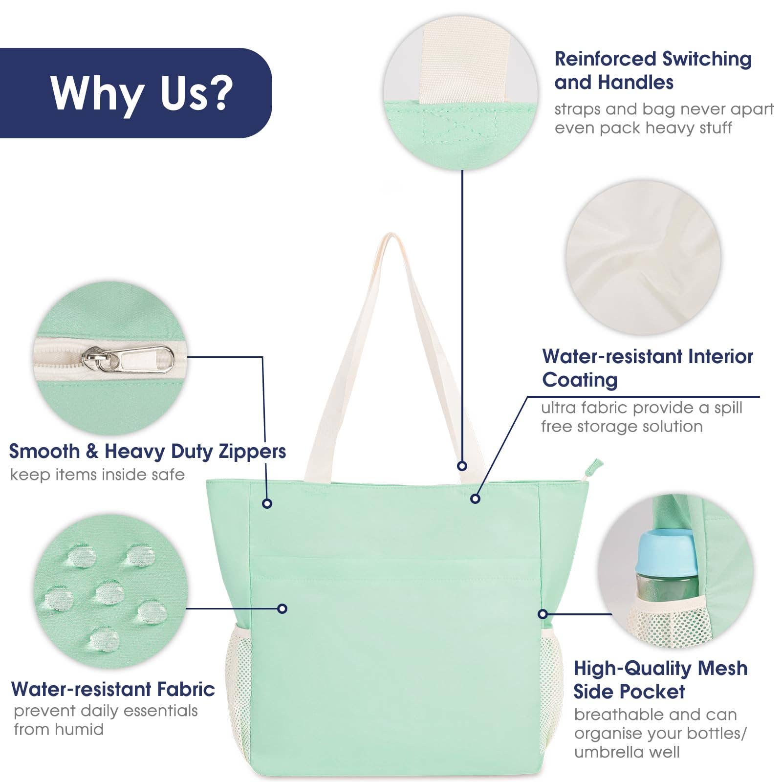 wandf - Wholesale Beach Bag - WANDF Water-resistant Beach Shoulder Tote Bag for Women25