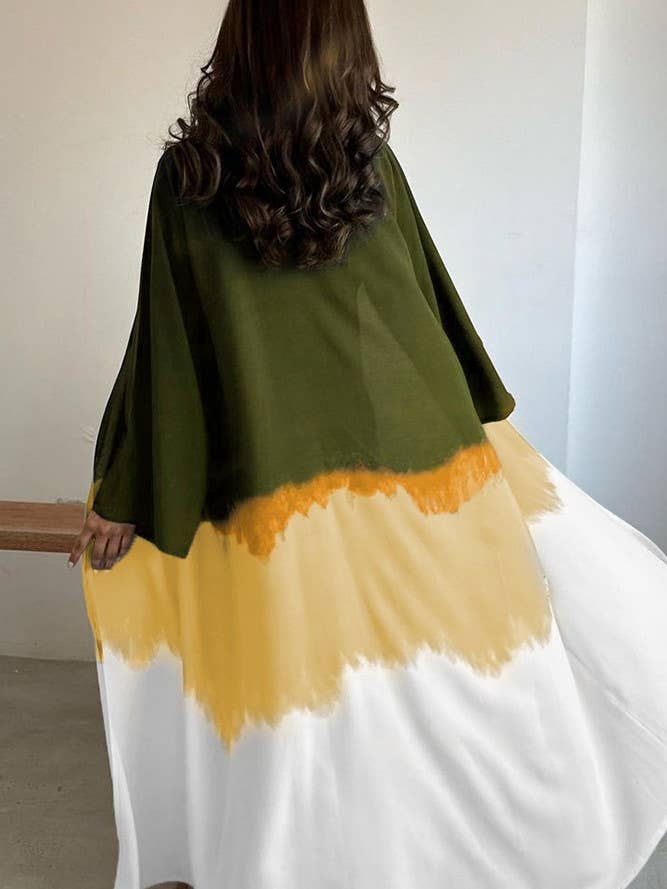 UNISHE - Wholesale Kimono - Women's - Summer Color Block Tie Dye Open Kimono ZK13697