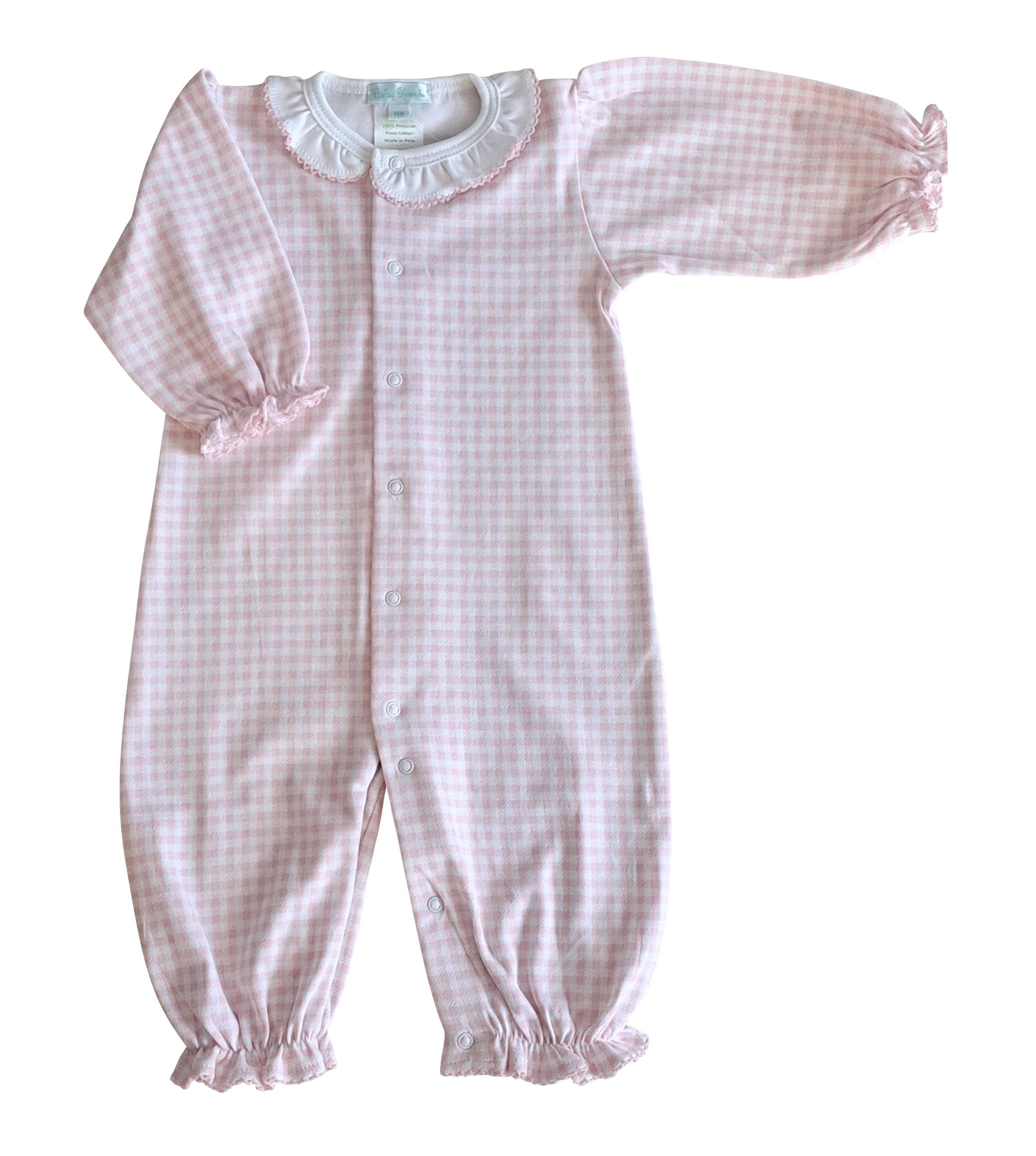 Baby Threads – Engroshandel Kjole - Baby – Babydragt med lyserøde tern i 100 % pima-bomuld fra Baby Threads