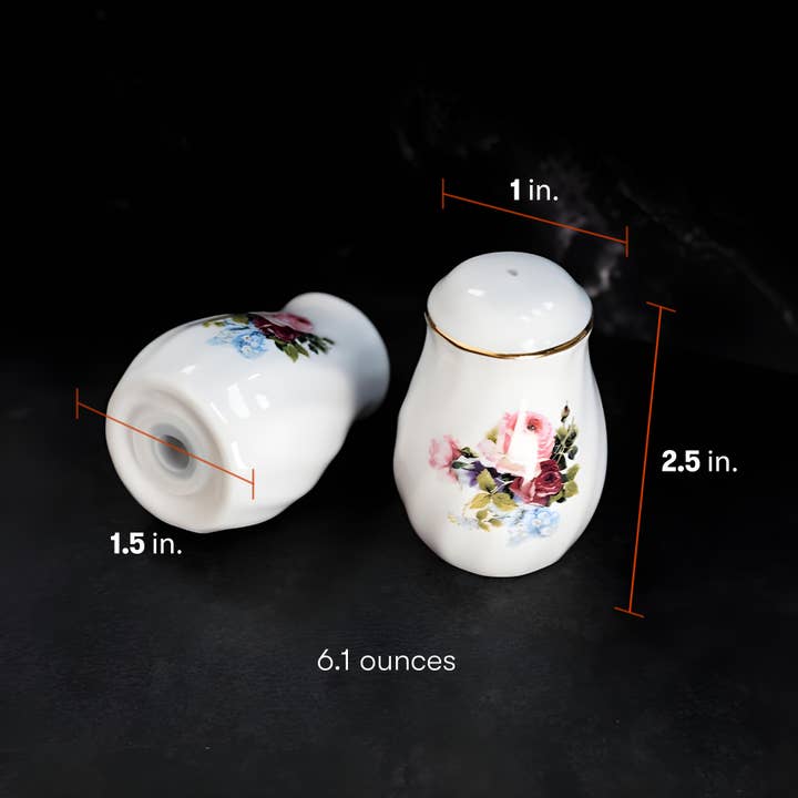 Lynns - Wholesale Salt & Pepper Shaker Set - *Floral Porcelain Salt & Pepper Set, Elegant Vintage2