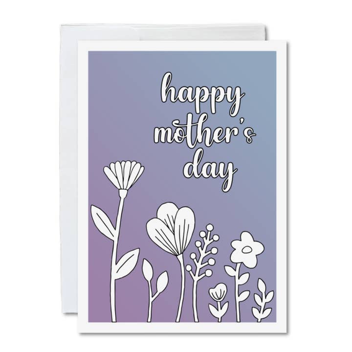 Color-in Mother's Day card, floral for wholesale by Calamari Inc.