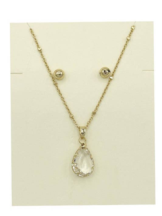 Set van gefacetteerde halskettingen met traanvormige hanger, lengte 16" voor wholesale door Andrea Bijoux