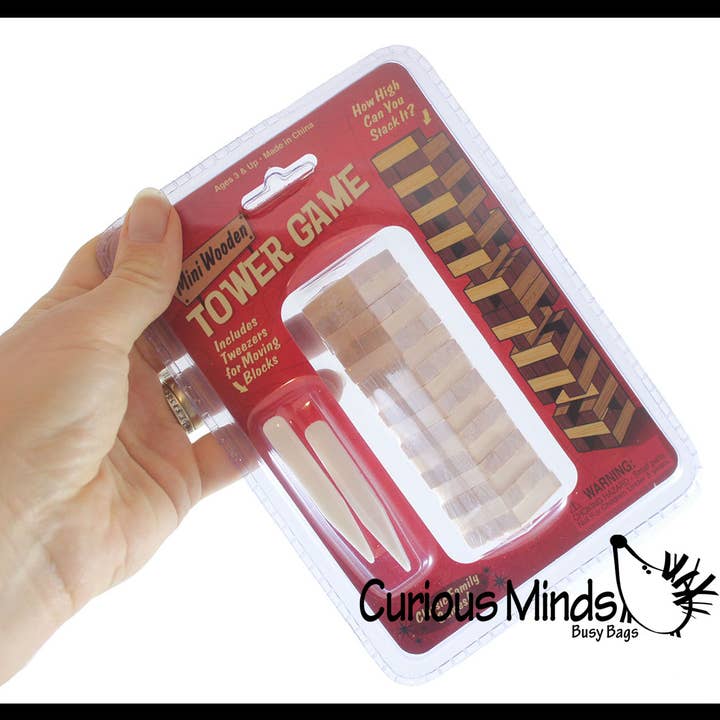 Curious Minds Toys - Wholesale Stacking Game - 1 MINI TINY Wood Topple Towers Game - Stacking Blocks Challe3