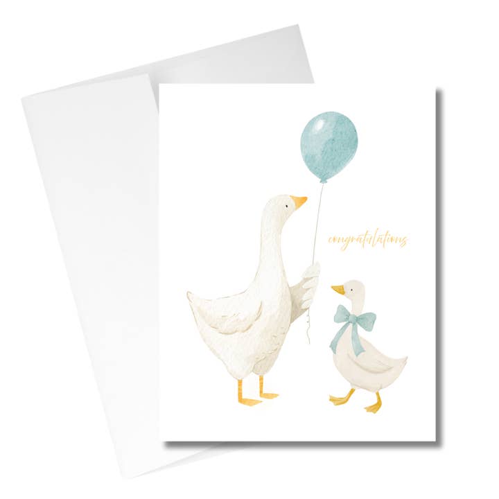 Carte de félicitations aquarelle - Carte bébé - Oie pour la vente par Western Fancies