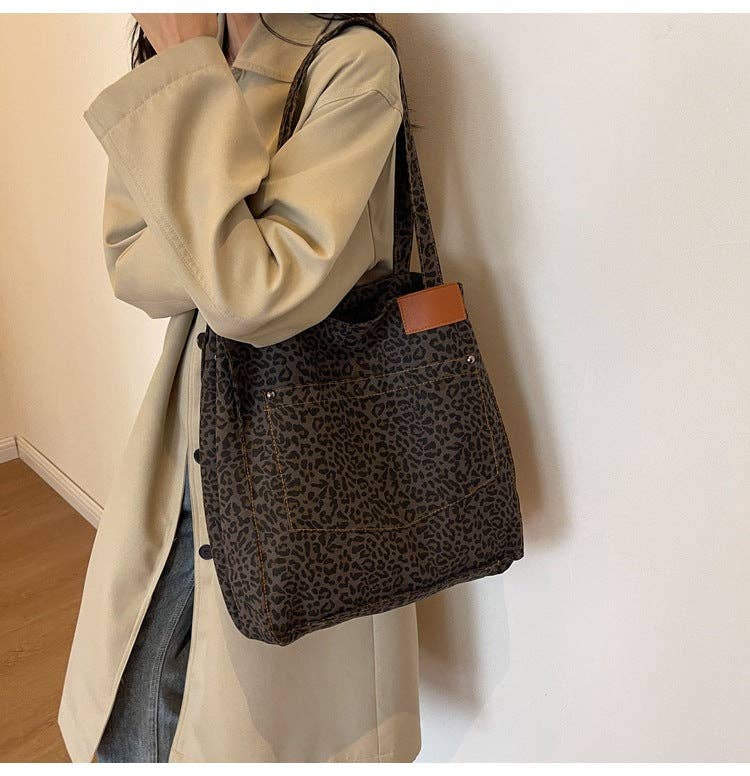 Dipped Shop - Wholesale Tote Bag - Women's - Leopard Print Large Capacity Tote Bag Shoulder Bag DPB16256