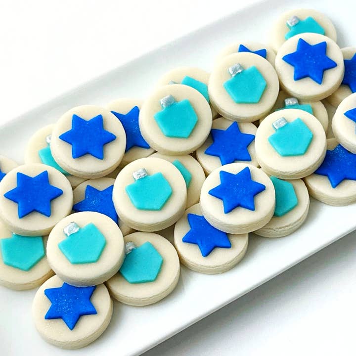 Gourmet Marzipan Hanukkah Dreidel & Star Candy Bite Quartets for wholesale by marzipops