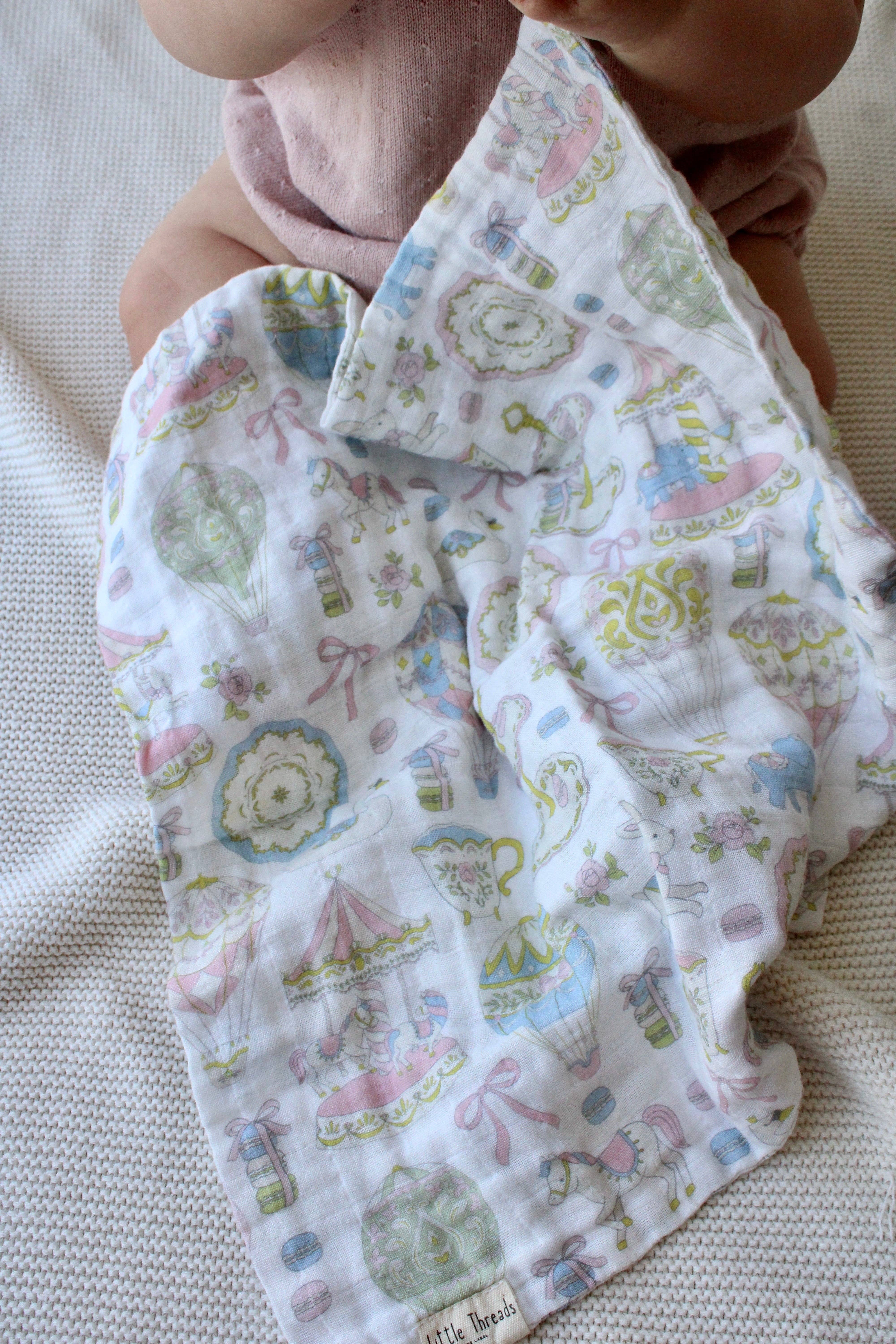 Little Threads - Wholesale Security/Cuddle Blanket - Baby - Dreamy Carousel Lovey1