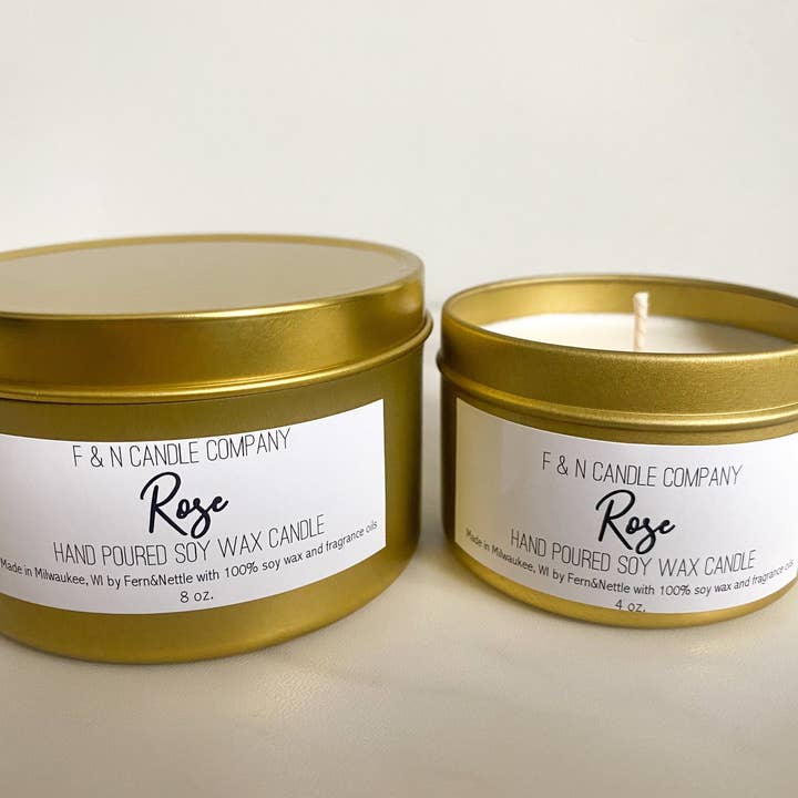 Rose Candle for wholesale by Fern and Nettle