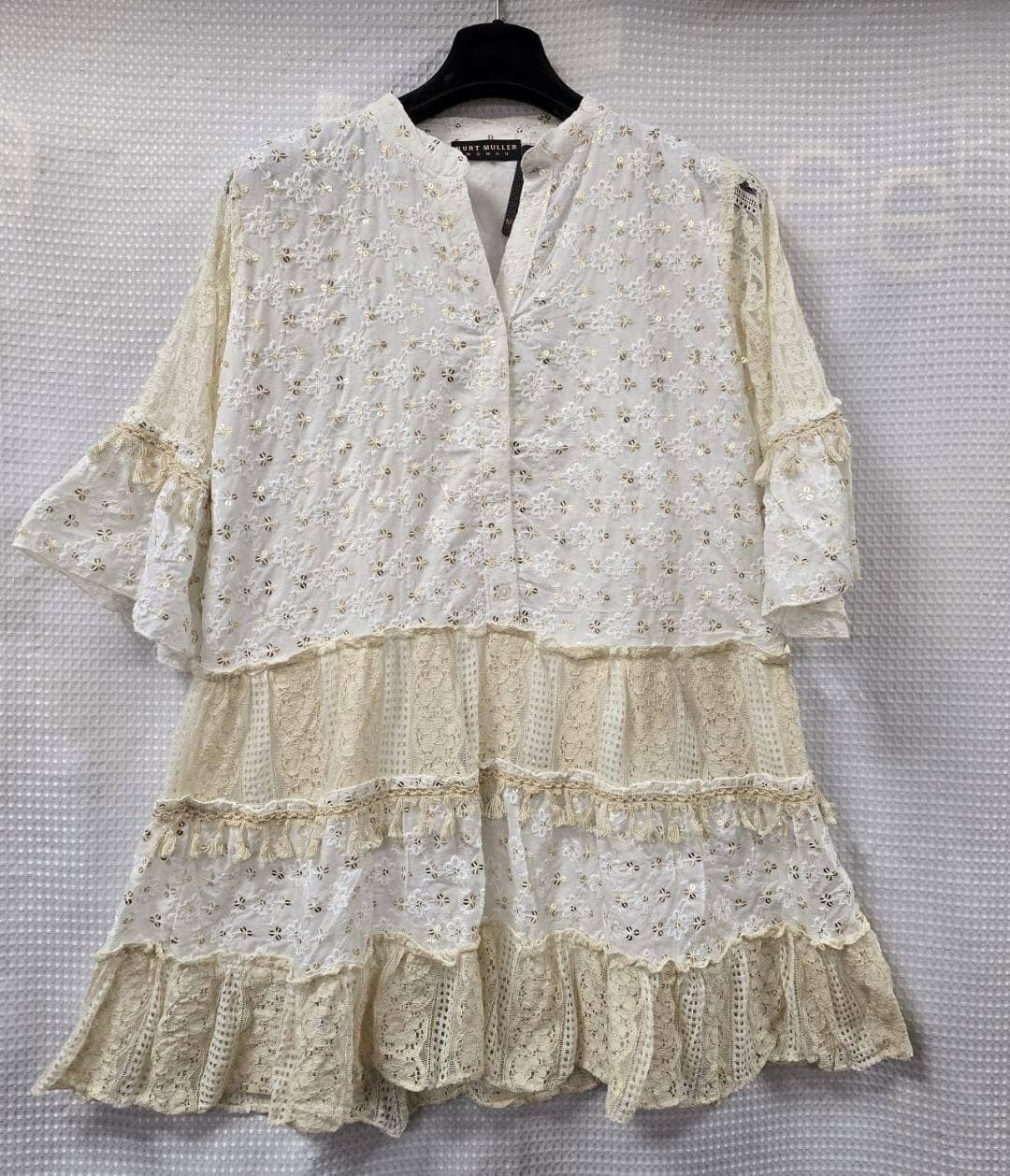 Kurt Muller – wholesale Dress – Women's – Gold Sequin Tiered Tunic Dress1