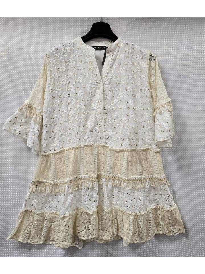 Kurt Muller – wholesale Dress – Women's – Gold Sequin Tiered Tunic Dress1