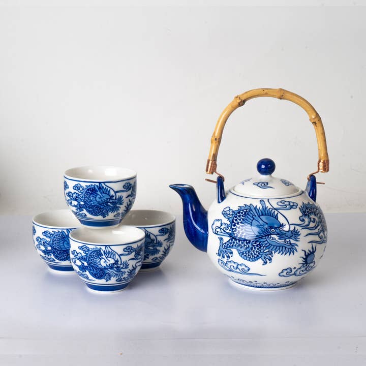 Urban Tokyo - Vendita all'ingrosso Servizi da tè - Set da tè Oriental Ryu Dragon 30 oz Teiera con 4 tazze (1/8)4