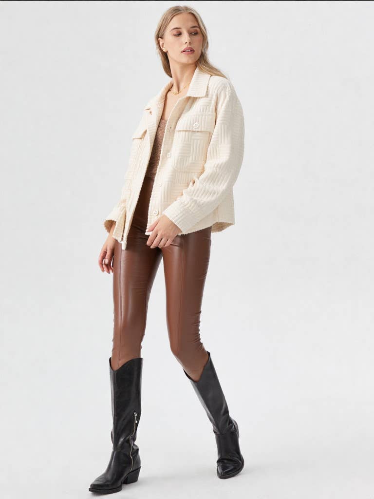 VERY J - Wholesale Shirt Jacket/Shacket - Women's - NJ90131-Embossed Soft Casual Shacket Jacket6