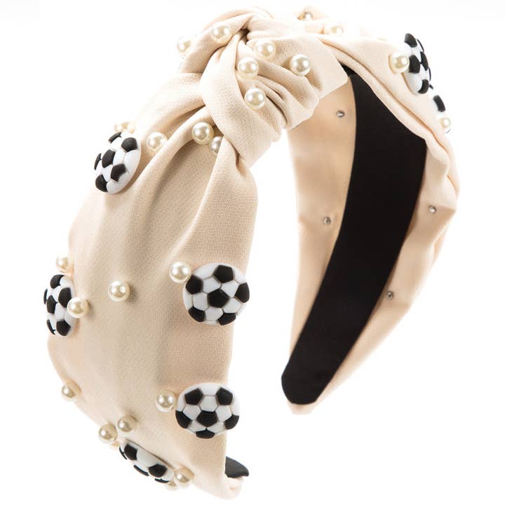 Auraquise - Wholesale Fashion Headband - Kids - Sporty Knot Headband with Football Pearl & Wide Band Design5