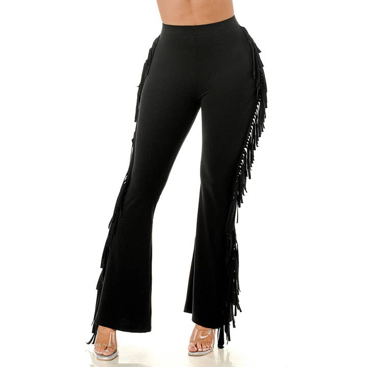 DORCAS - Wholesale Pants - Women's - Side Fringe Flare Leg Pants
