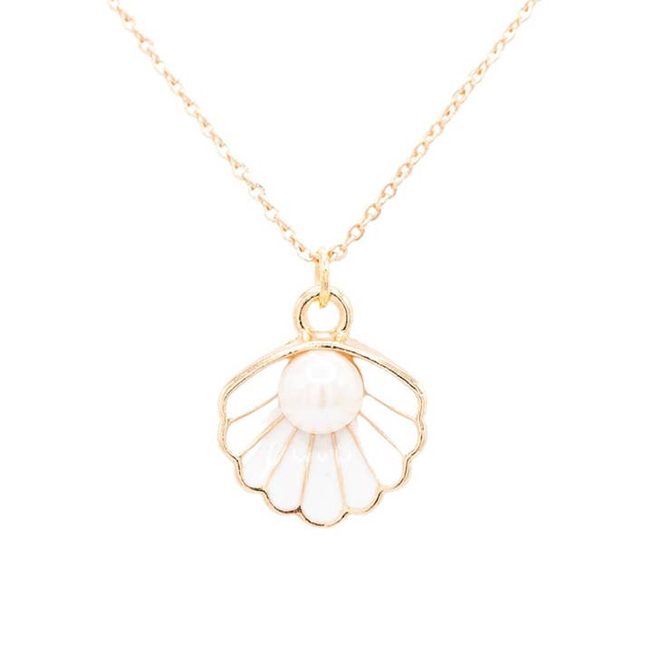 Collier en émail avec coquillages et perles pour enfants Gift Giving Ocean pour la vente par Rebecca Accessories LLC
