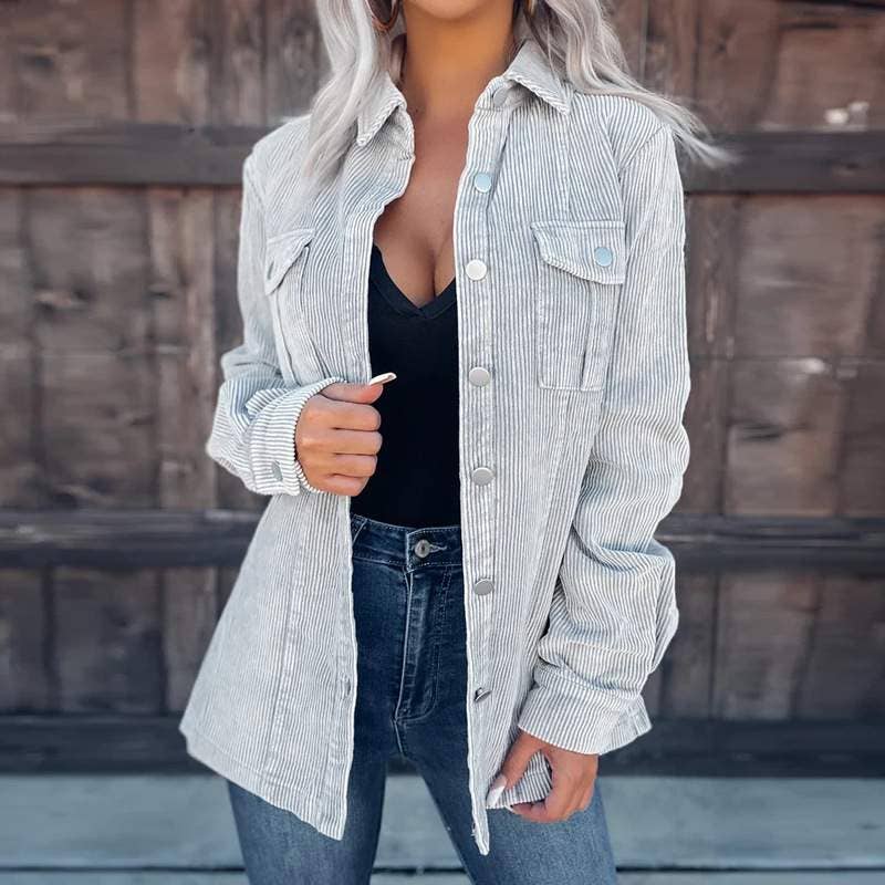 Fashion Combination – wholesale Skjortjacka/jackett – Dam – Tvättad manchesterjacka med knappar för kvinnor10