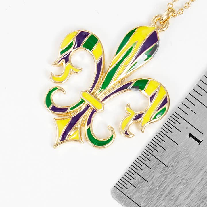 OHBOOBA DESIGN - Wholesale Pendant/Charm Necklace - Gold Plated Mardi Gras Themed Fleur De Lis Necklace3