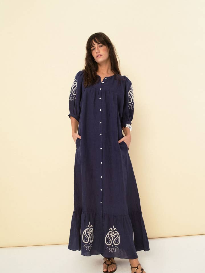 Sofia jurk marineblauw voor wholesale door Sonmer Shop USA