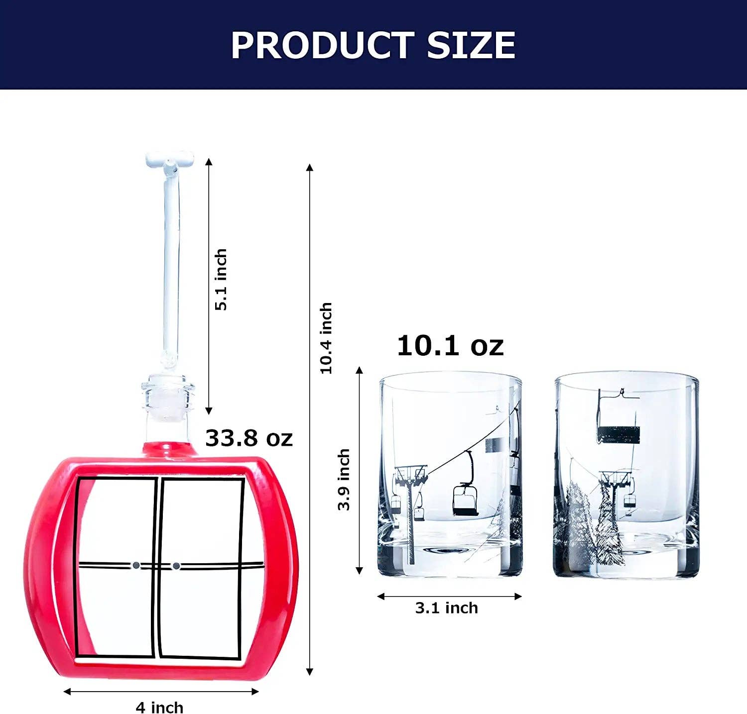 The Wine Savant /  Khen Glassware - Wholesale Karaf - Gondola wijn- en whiskykaraf - 34 oz en twee 10 oz5