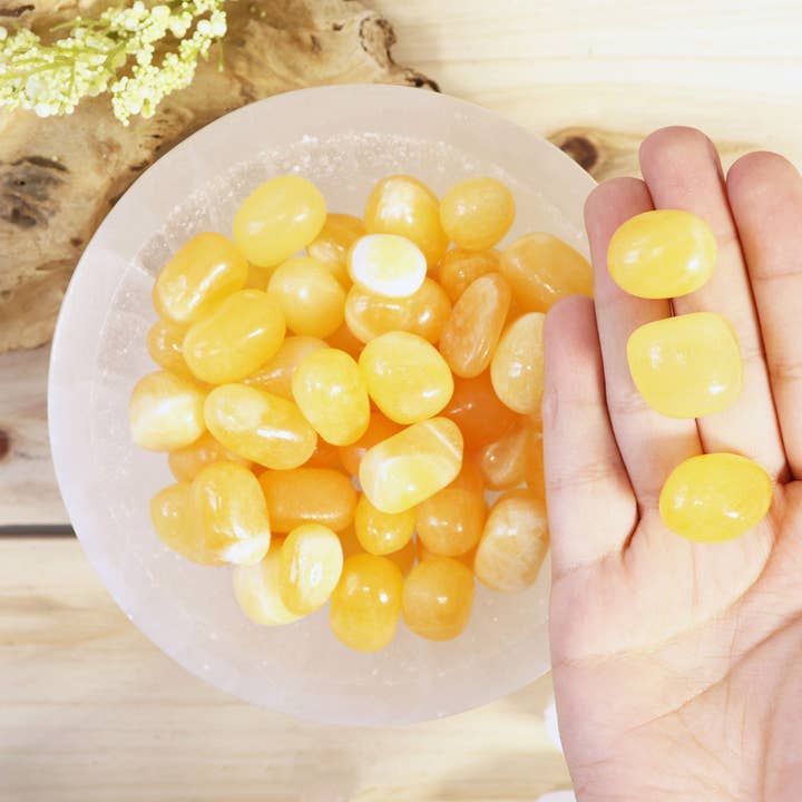 Natures Artifacts Inc – wholesale Spiritual stone/crystal – 1 lb Orange Calcite Tumbled Stones | Orange Calcite Crystal