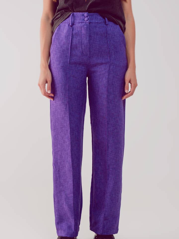 Pantalon droit ajusté violet pour la vente par Q2—All Orders:Free Duties for the US,UK,and Canada