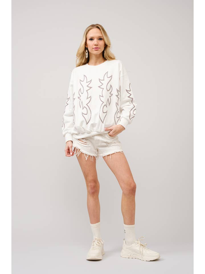 Blue B - Wholesale Graphic Sweatshirt - Women's - 36319T - Western Boots Stitch Pullover Sweatshirt15