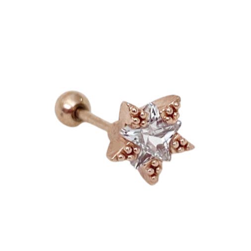 Tiny Star Crystal Barbell Earring - Rose Gold for wholesale by Blush & Co