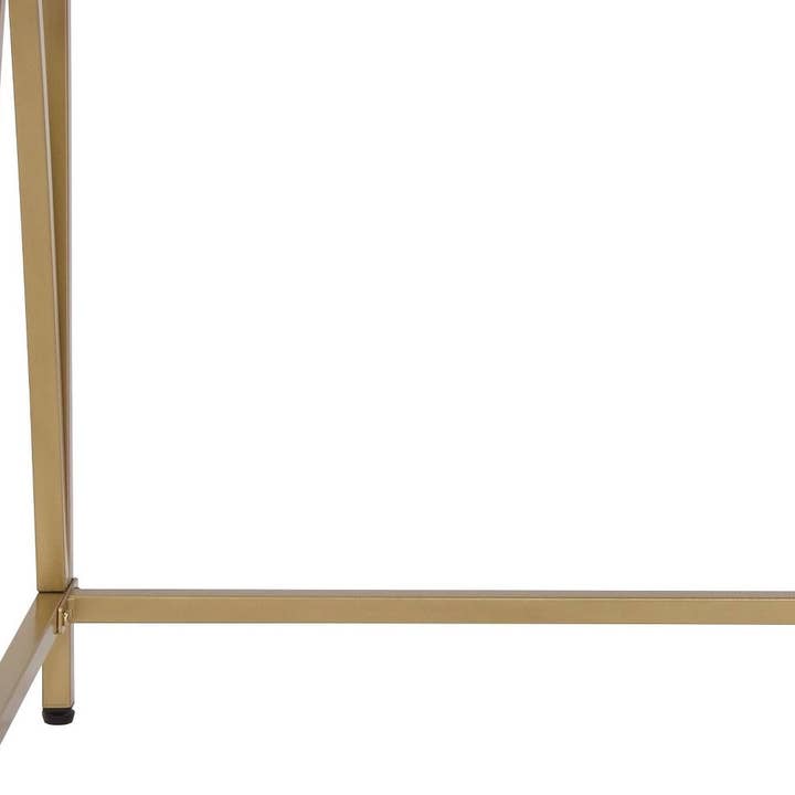 HomeRoots - Wholesale Console Table - 50" White And Gold Wood and Steel Vanity Table With Two Drawers5