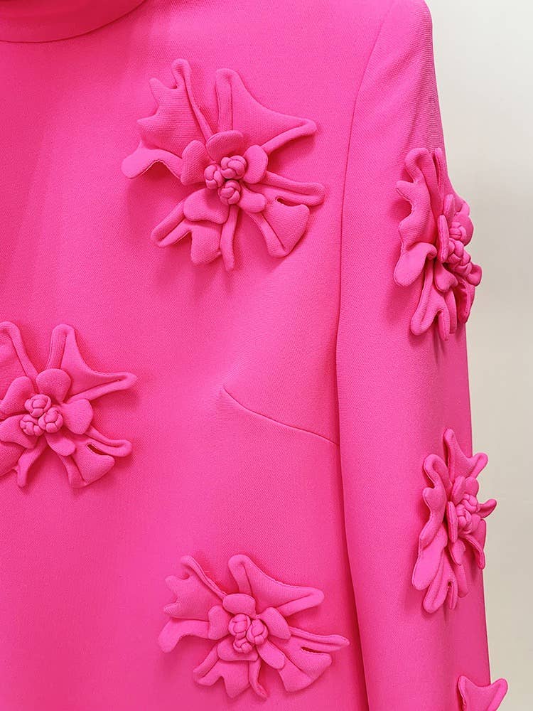 Productseeker – Engroshandel Kjole - Dame – DR079 håndlavet kjole med 3D blomster og klokkeærmer8