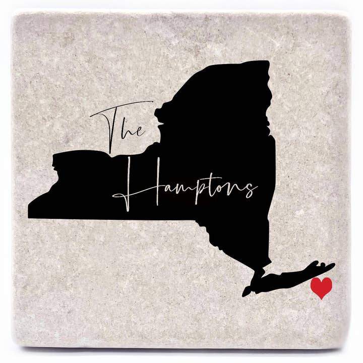 The Hamptons New York Custom Name Drop Stone Coaster for wholesale by Noomoon