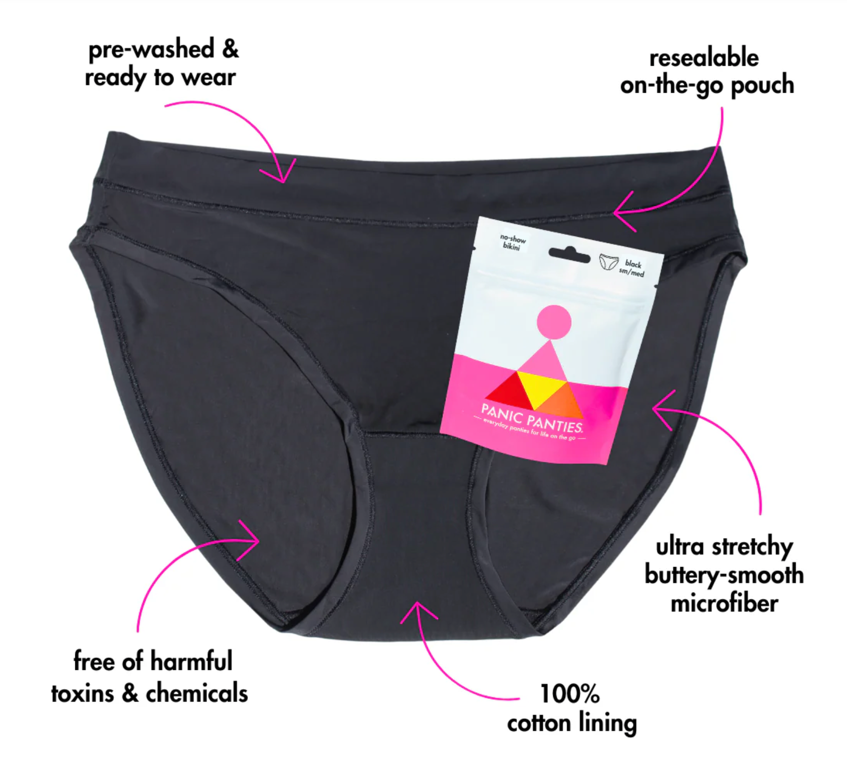 Black No-Show Bikini, Panic Panties Originals for wholesale on Faire5