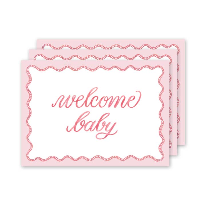 Dogwood Hill - Wholesale Baby card - Pink Scallop Milestone Cards