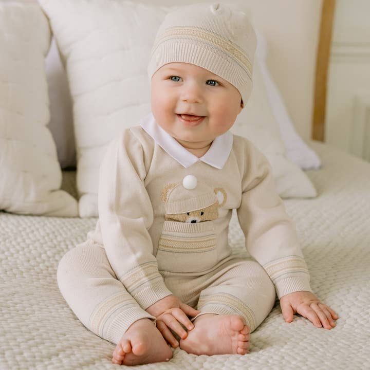 Emile Et Rose - Vente Ensemble de vêtements – bébé - Tenue et chapeau en peluche en tricot Hudson Stone1