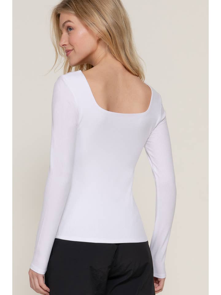 Active Basic | Active USA - Wholesale Knit Top - Women's - Long Sleeve Square Neck Double Layer Ribbed Knit Top13