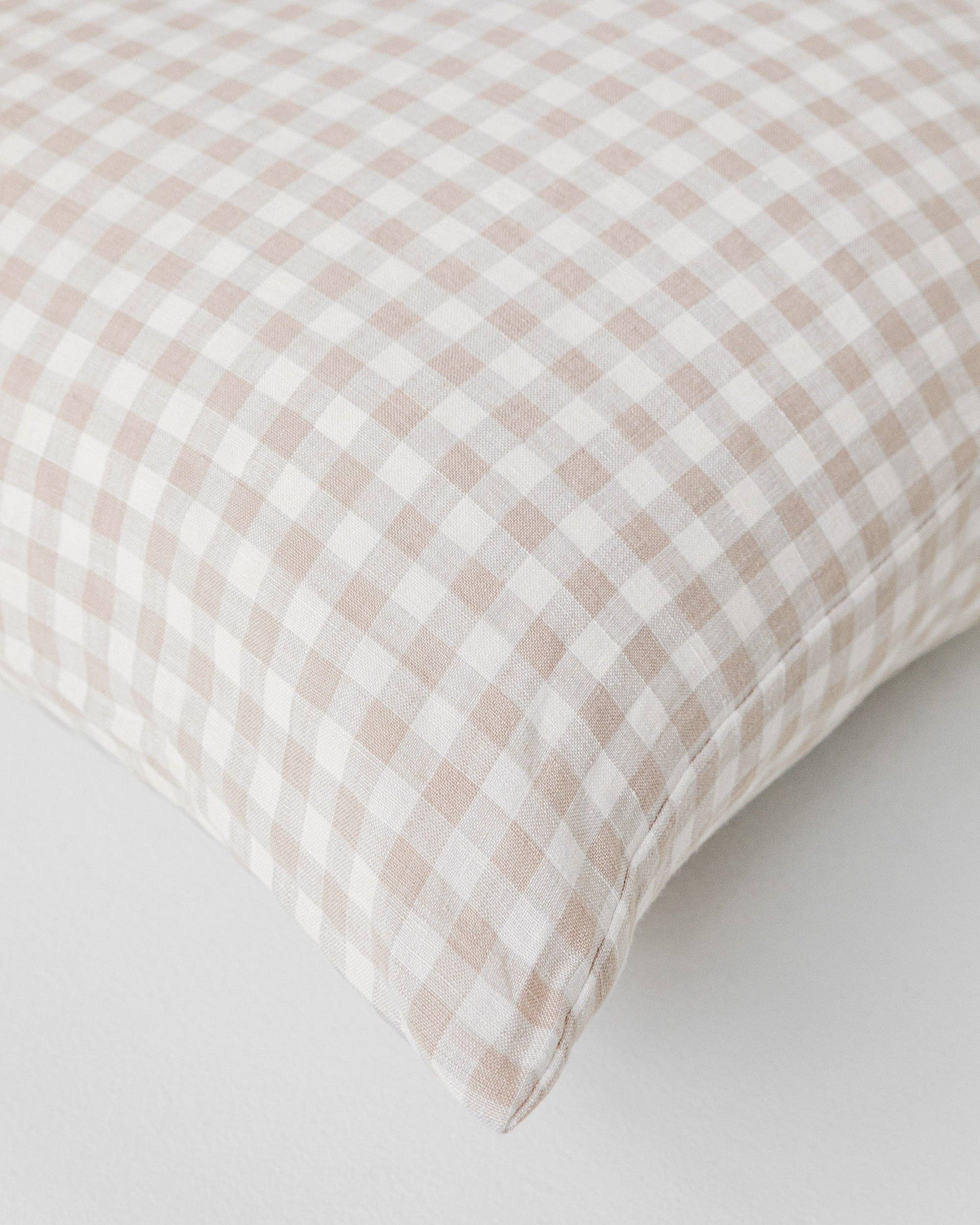 MagicLinen (We handle U.S. import procedures for you) - Wholesale Bedding pillowcase/sham - Natural gingham linen pillowcase1