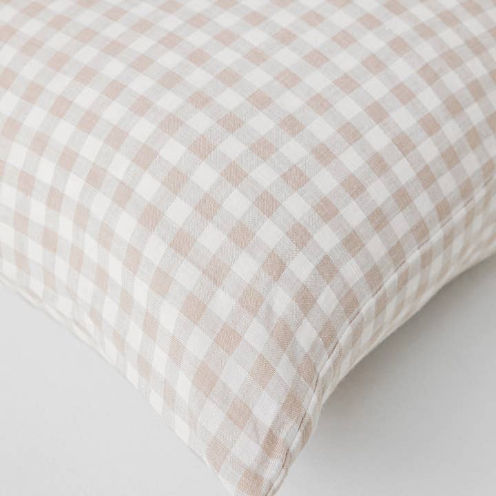 MagicLinen (We handle U.S. import procedures for you) - Wholesale Bedding pillowcase/sham - Natural gingham linen pillowcase1